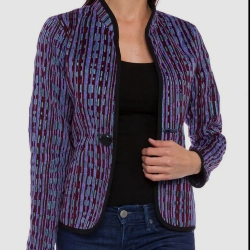 Trimdin (Size L/XL) Multicolored Tapestry Pattern 1-Button LS Reversible Jacket - Picture 16 of 16